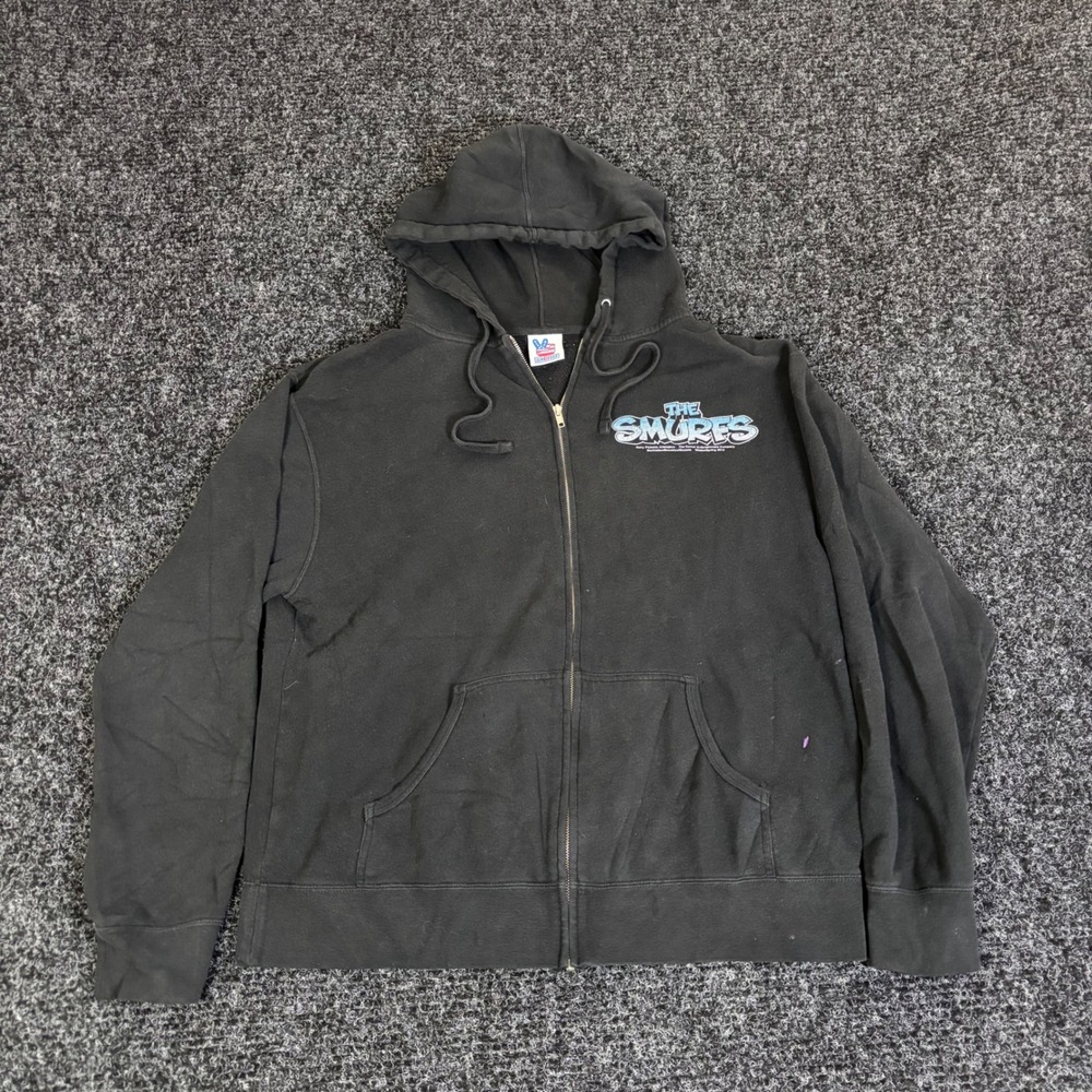 Junk Food The Smurfs Smurfy Crew Full Zip Hoodie Black Mens XL Movie Promo 2010